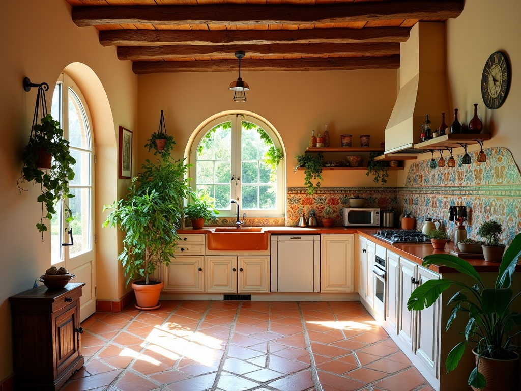 Charming Mediterranean Kitchen with Arched Doorways