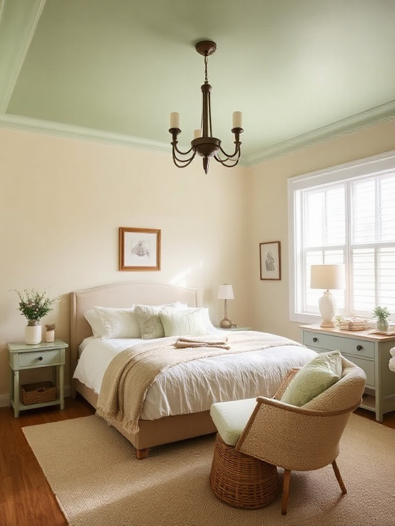 Gorgeous sage green cream bedroom ideas