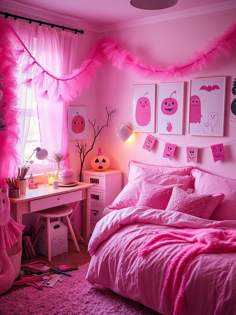 Pink Halloween Bedroom Decor