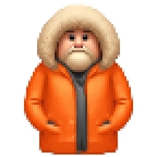 Man in orange winter coat with furry hood