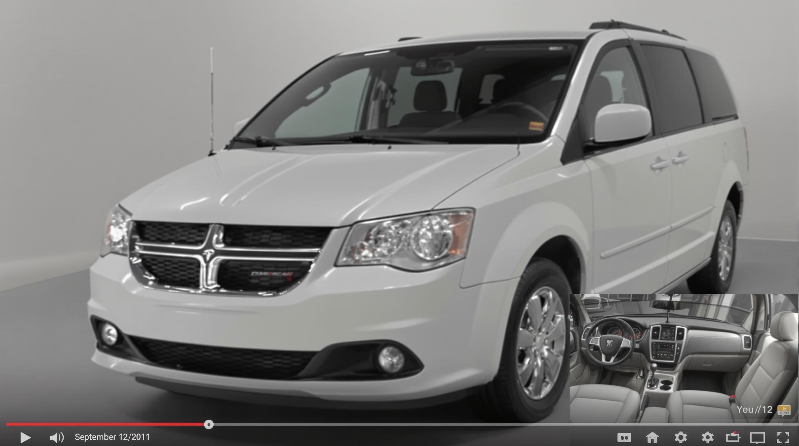 2011 Dodge Grand Caravan Mainstreet white car and interior on YouTube screenshot website was Uploaded: Sep 12, 2011 