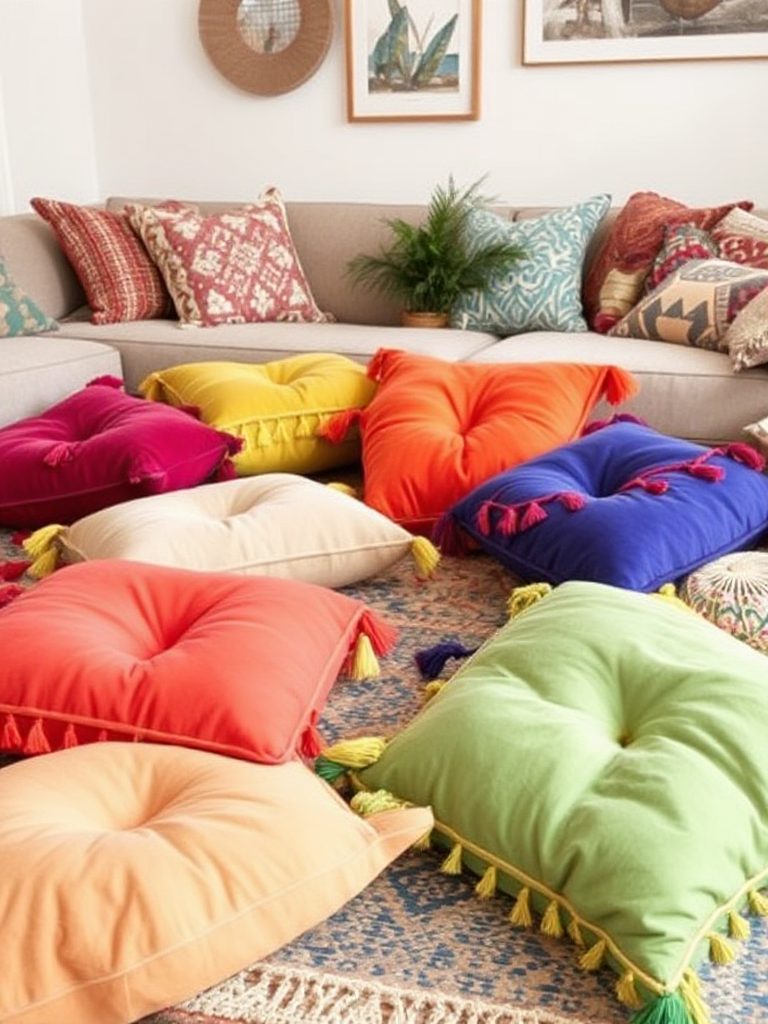 Floor Pillows Living Room Boho Style