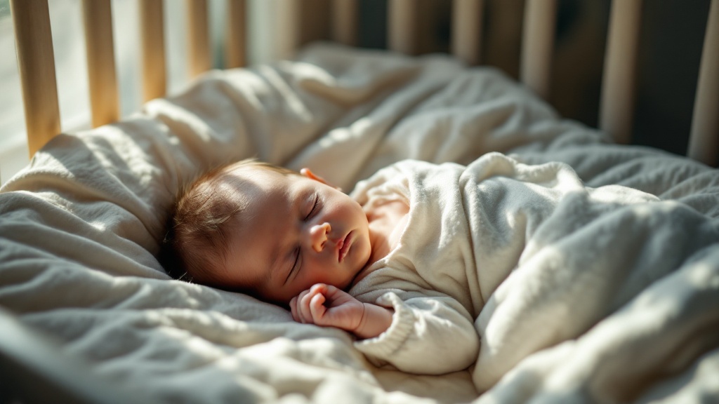 Peaceful sleeping infant in nursery environment