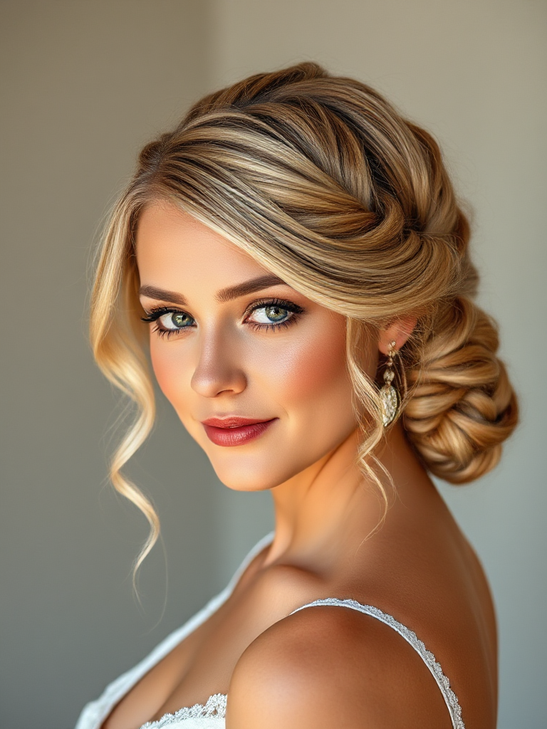 Low Bun Updo for Weddings