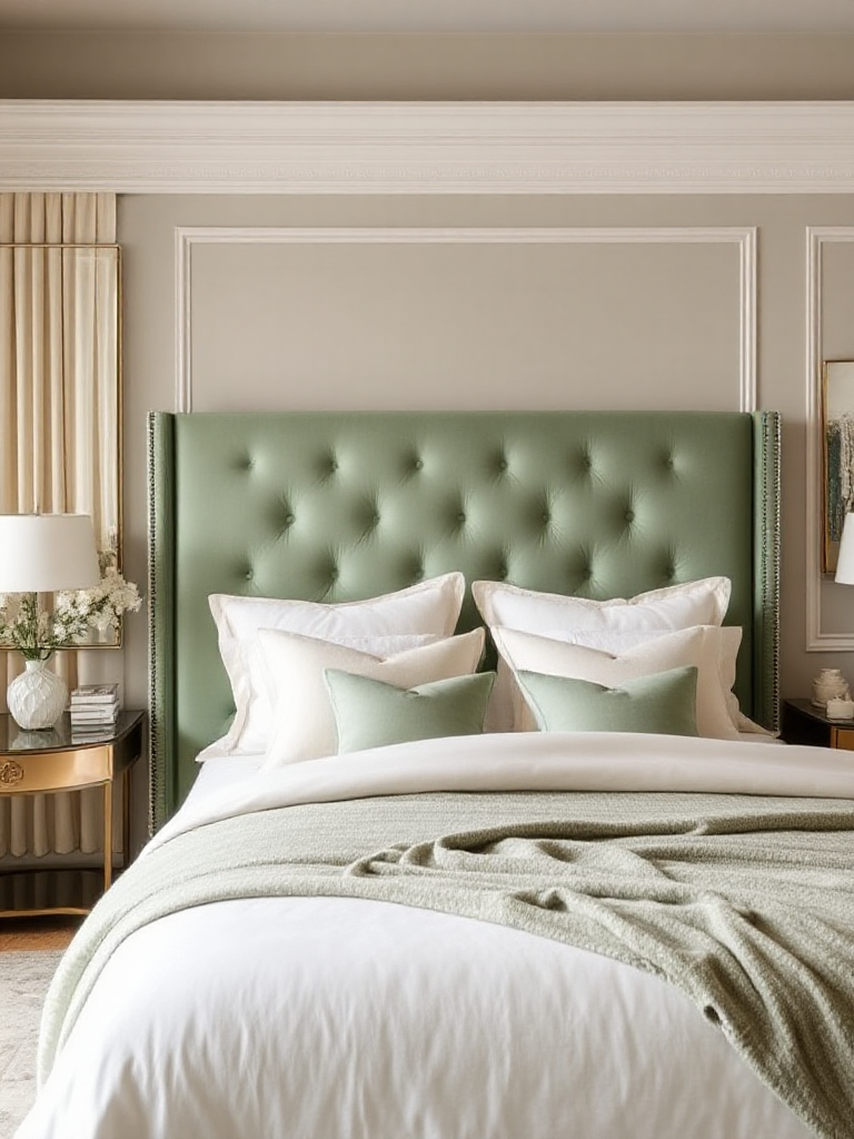 Gorgeous sage green cream bedroom ideas