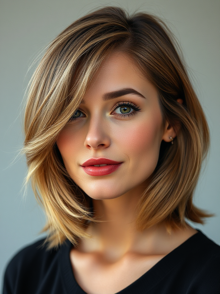 Chin-Length Hair with Side Bangs