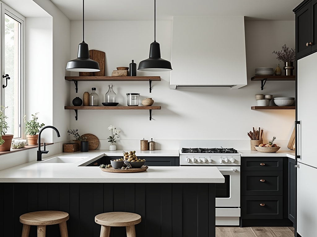 Chic Minimalist Black and White Kitchen Inspirations