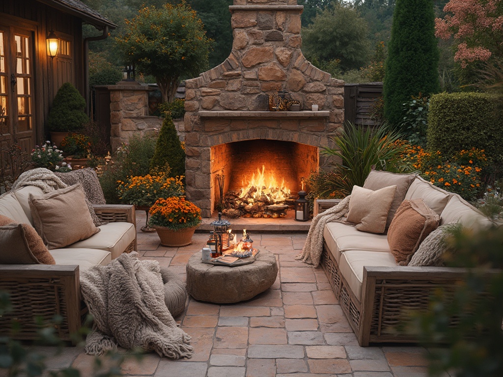 Outdoor Fireplace with Paver Patio