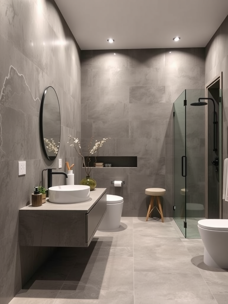 Contemporary Bathroom with Concrete Finishes