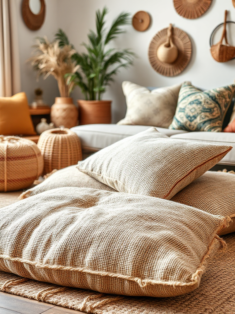 Floor Pillows Living Room Boho Style