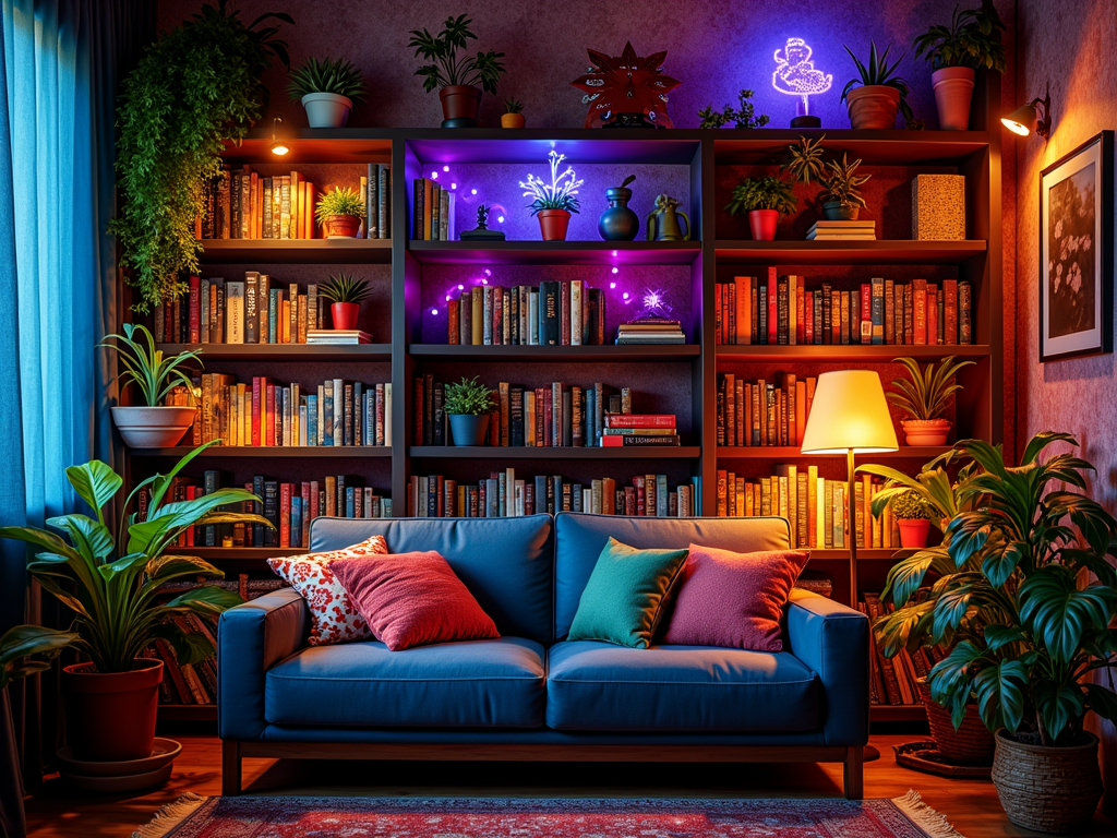 Brighten Up Your Space: Maximalist Bookshelf Lighting Ideas