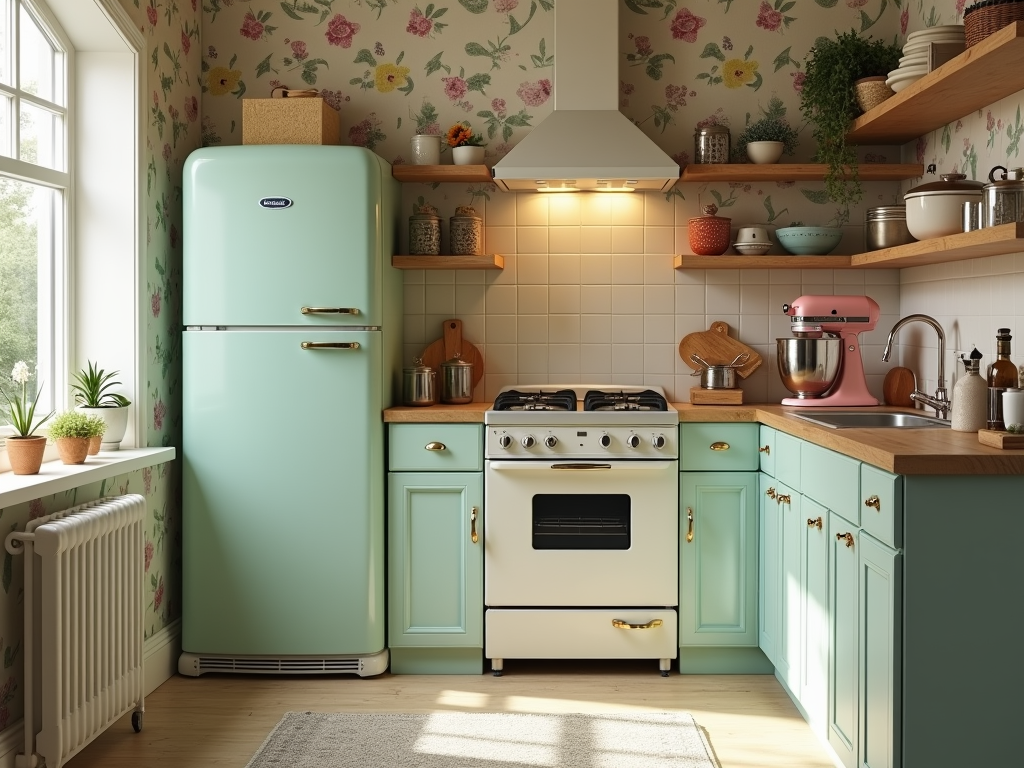 Charming Vintage-Inspired Kitchen Ideas with Pastel Appliances