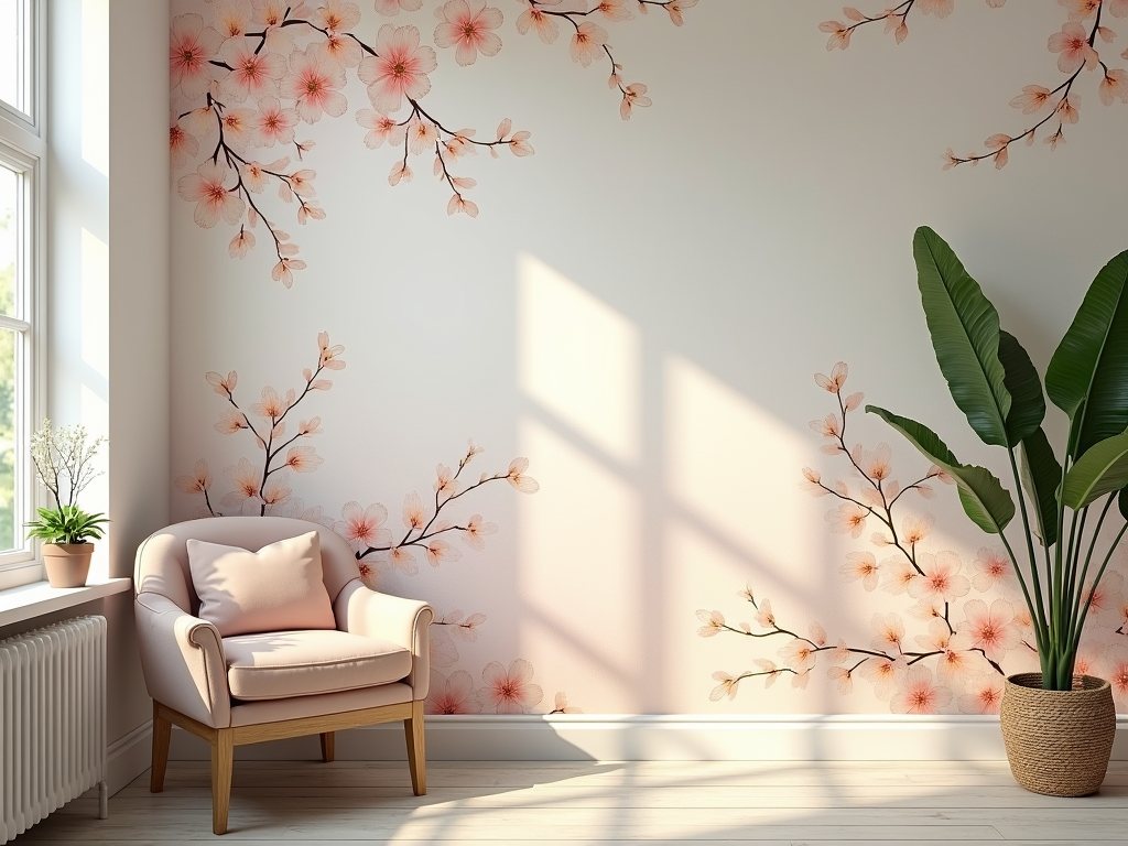 Gentle Blossoms: Serene Floral Wallpaper Designs