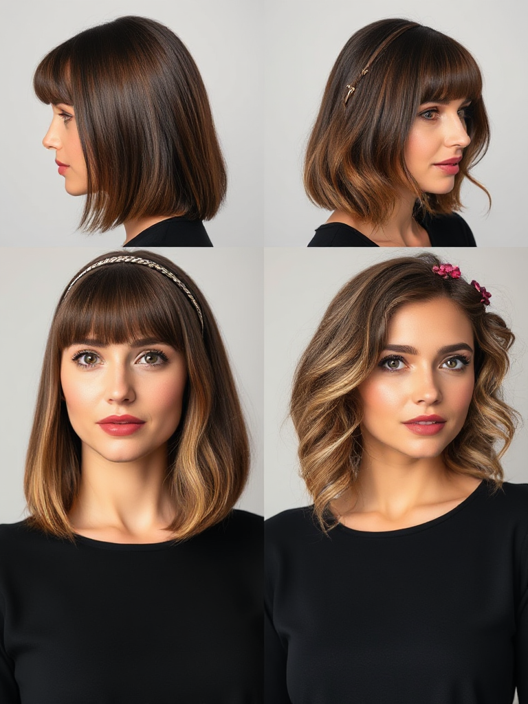 Shoulder-Length Hair with Curtain Bangs