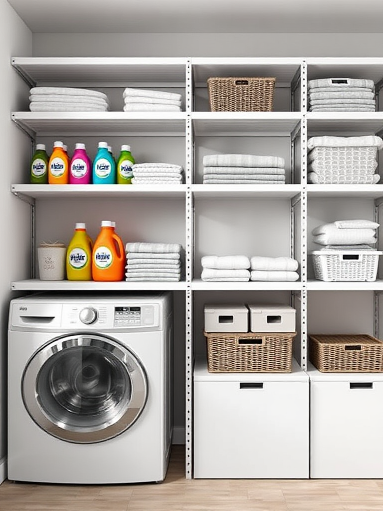 modern laundry room shelves