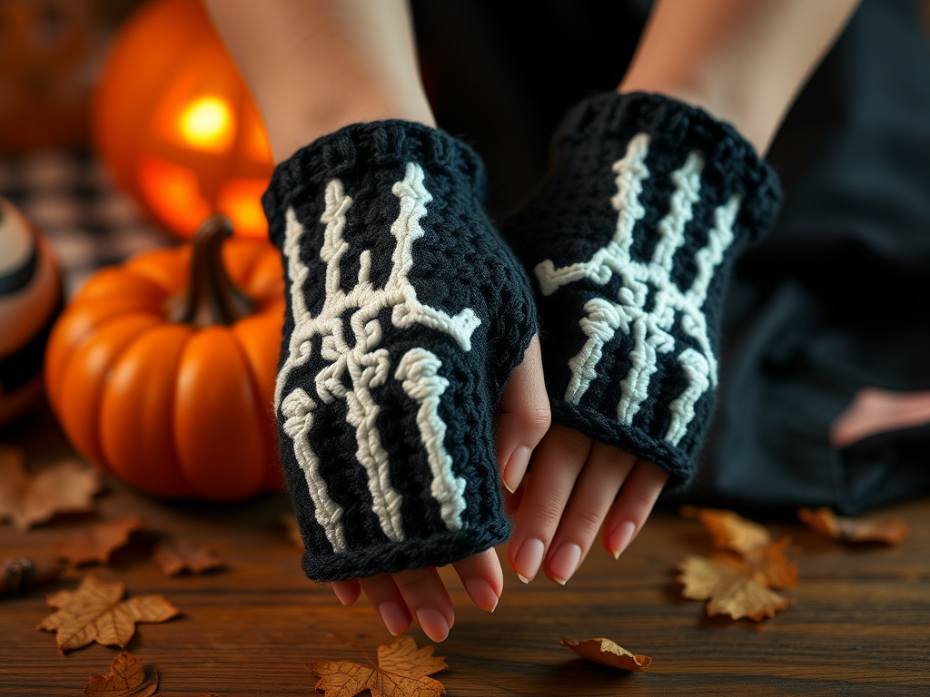 Image for Skeleton Fingerless Gloves: