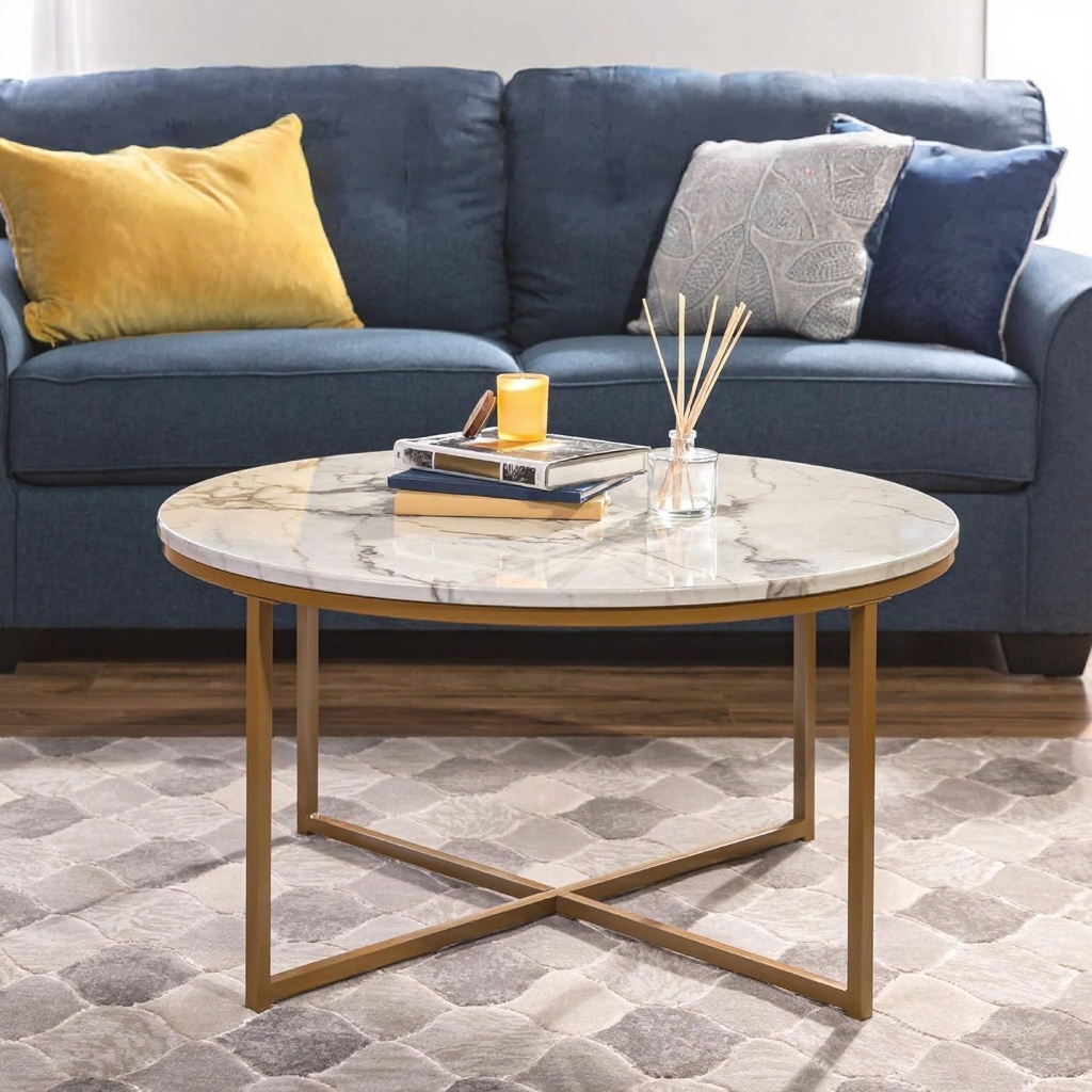 Faux Marble Gold Coffee Table