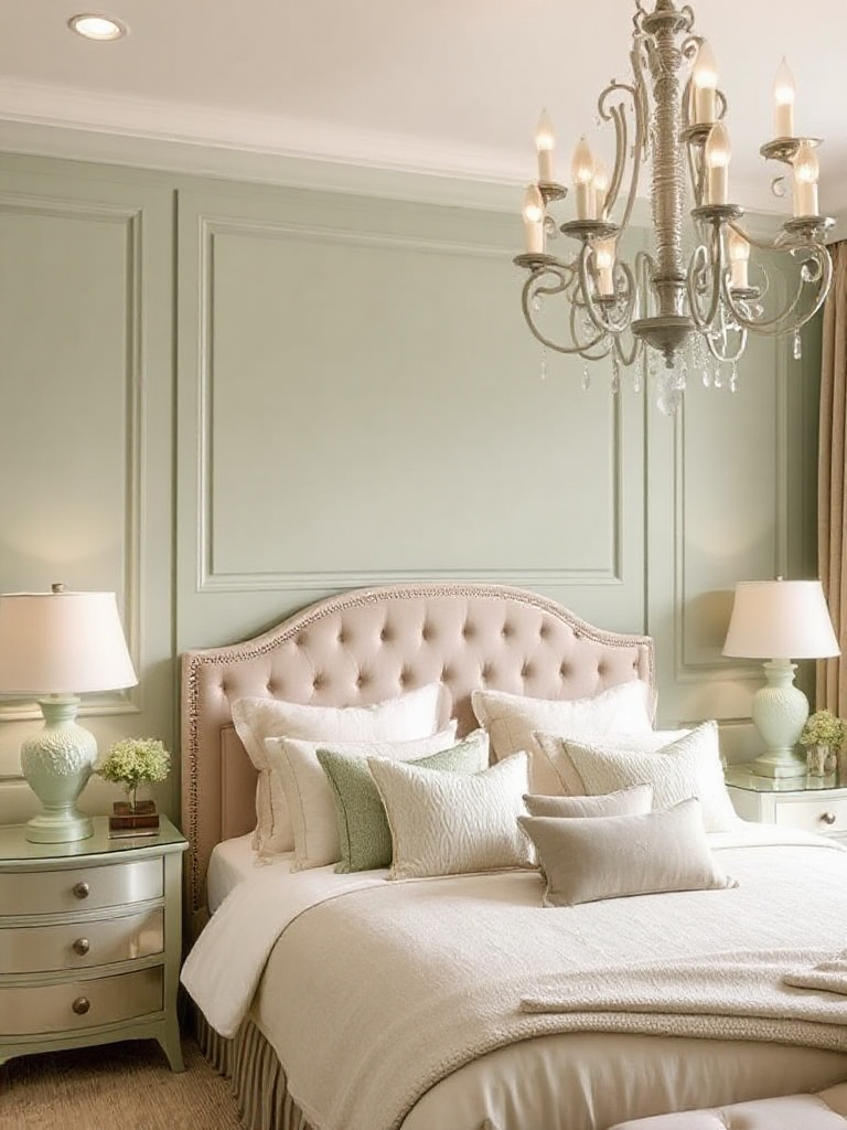 Gorgeous sage green cream bedroom ideas