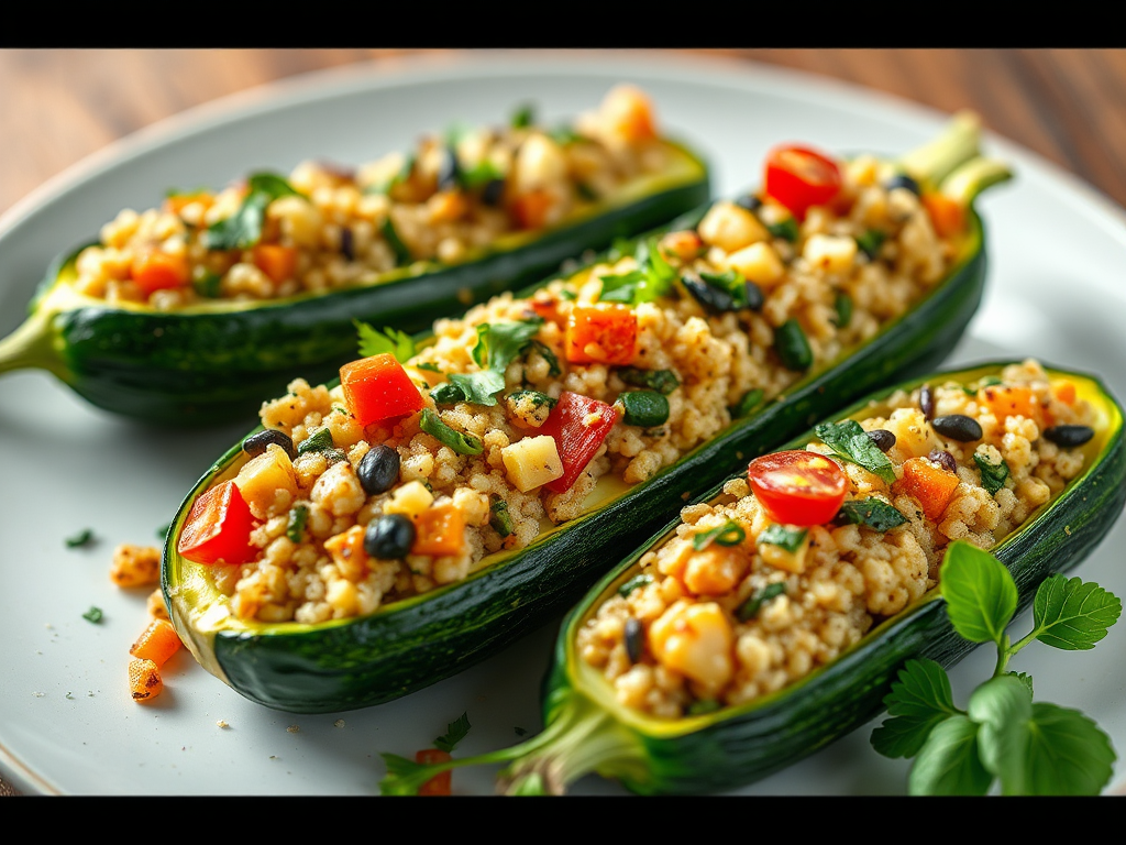 Image for Zucchini Stuffed with Quinoa and Vegetables: