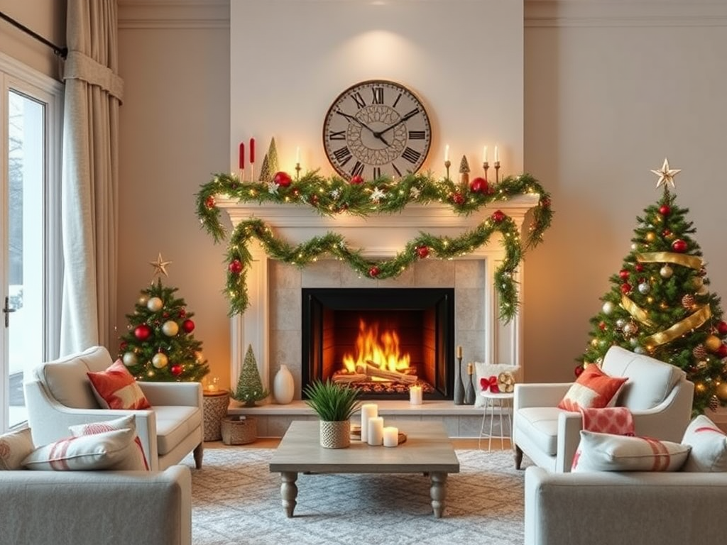 Image for Festive Fireplace Mantel Decor: