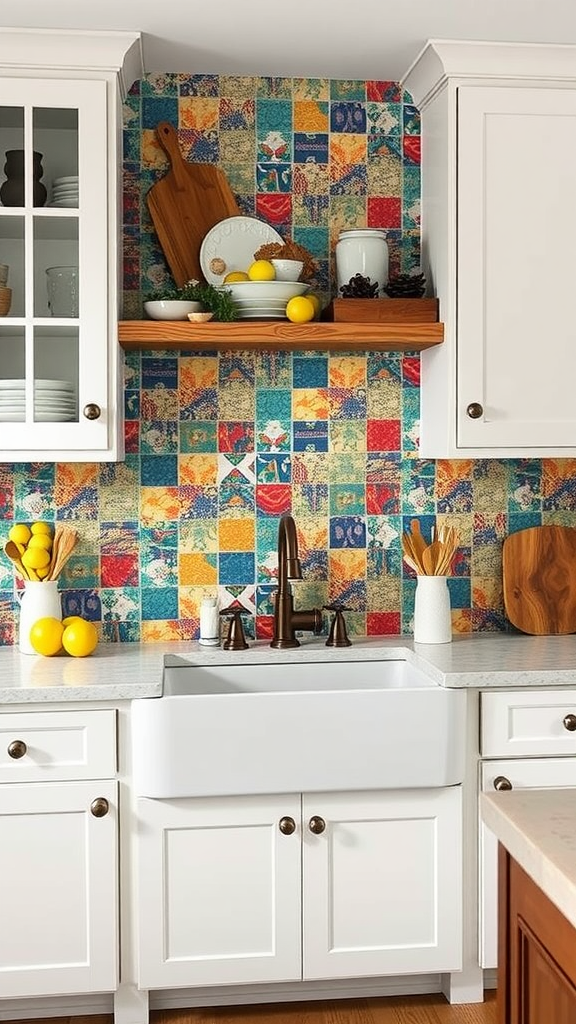 Farmhouse Kitchen with Vibrant Backsplash