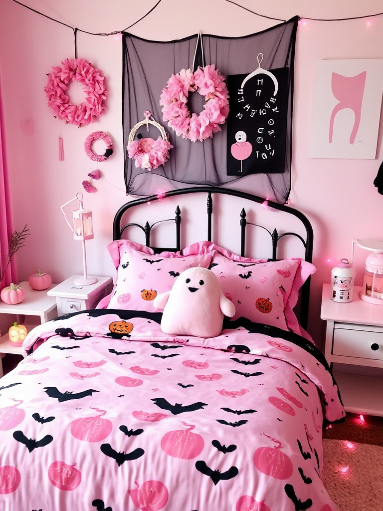 Pink Halloween Bedroom Decor