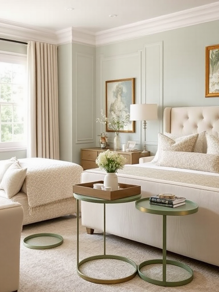 Gorgeous sage green cream bedroom ideas