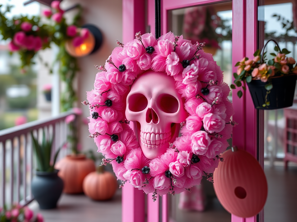 Image for Pink Skull Wreath: