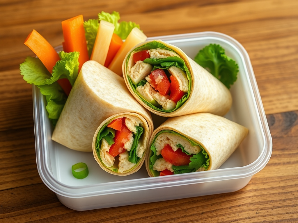 Image for Veggie and Hummus Wraps Bento Box Lunch