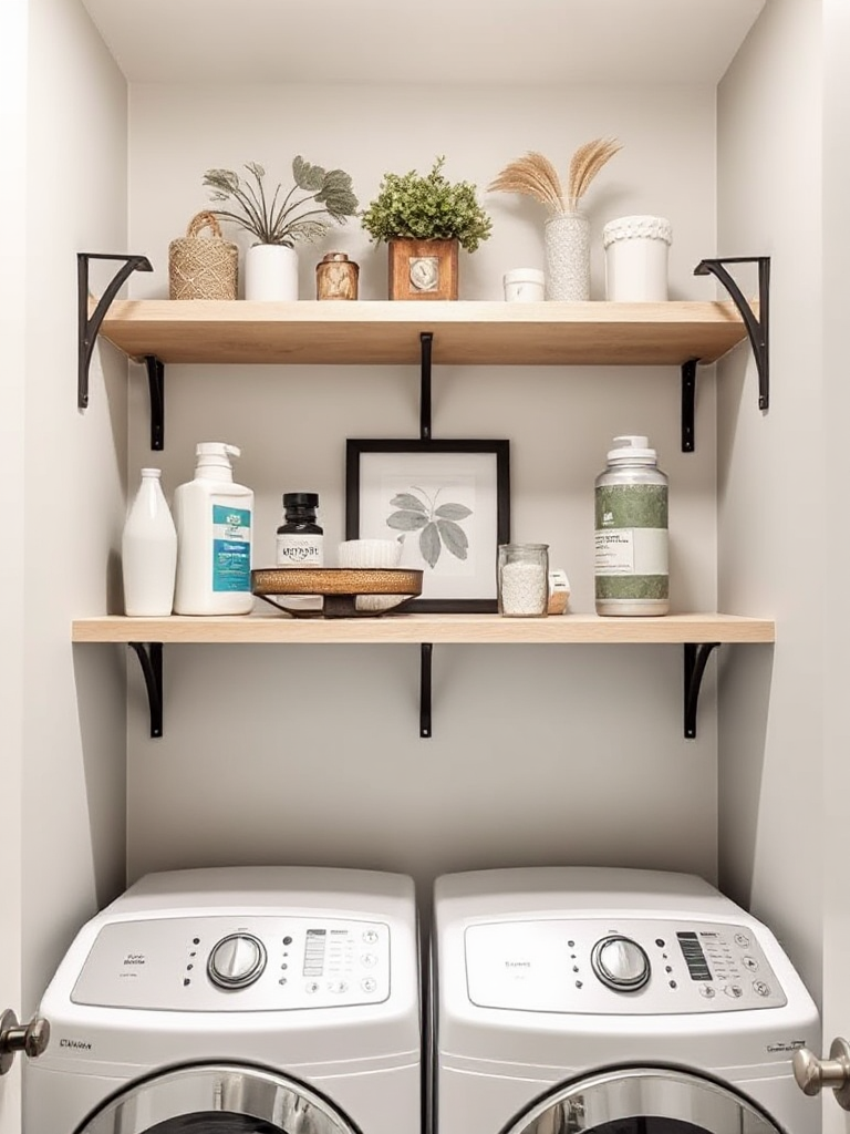 modern laundry room shelves