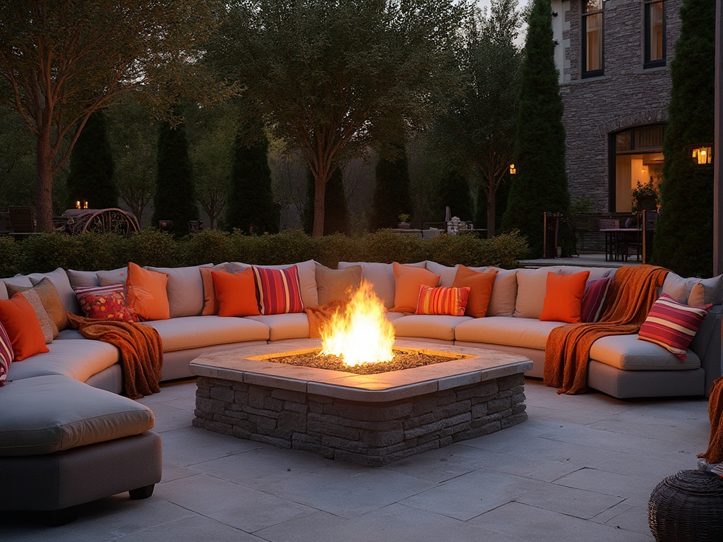 Fire Pit with Built-in Bench Seating