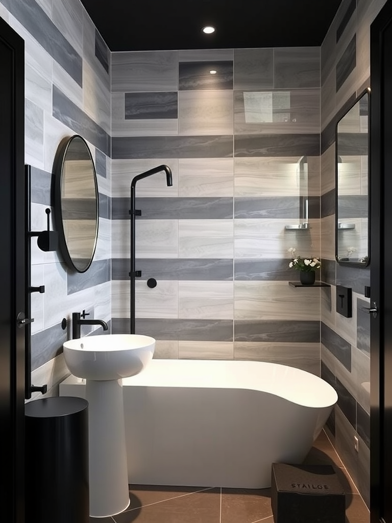 Contemporary Bathroom with Black Fixtures