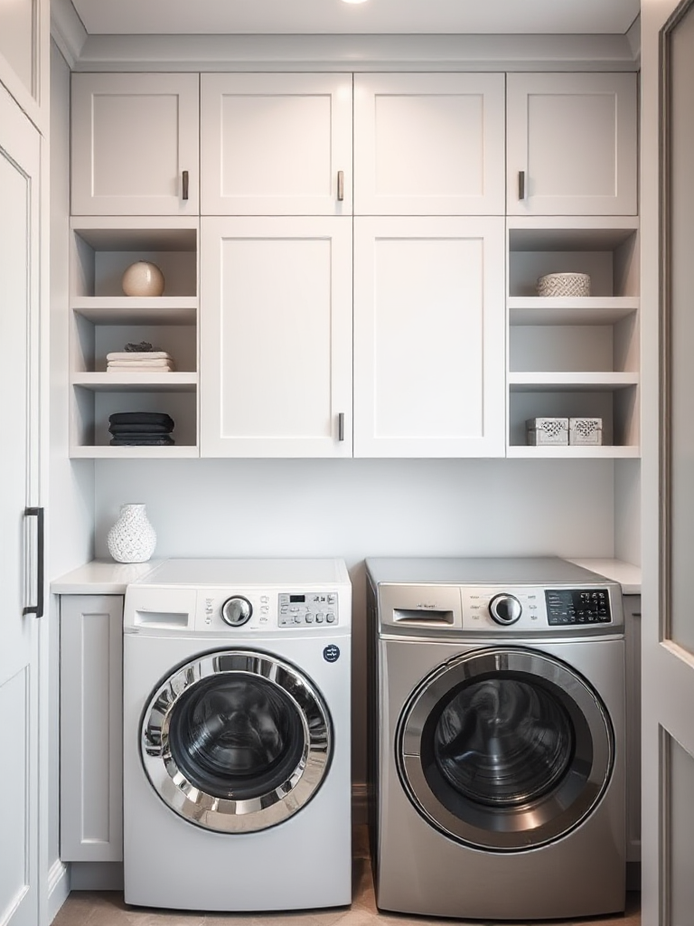 modern laundry room shelves