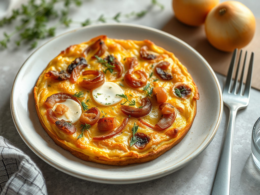 Image for Caramelized Onion and Brie Frittata with Thyme: