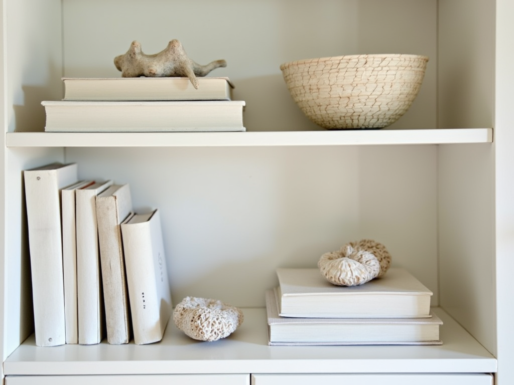 Minimalist Magic: Striking Coastal Bookcase Displays