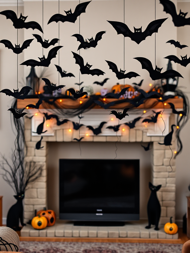 Halloween Mantle Decor With Tv