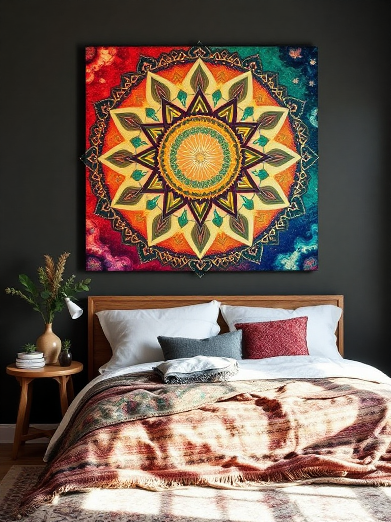 Artistic boho bedroom idea