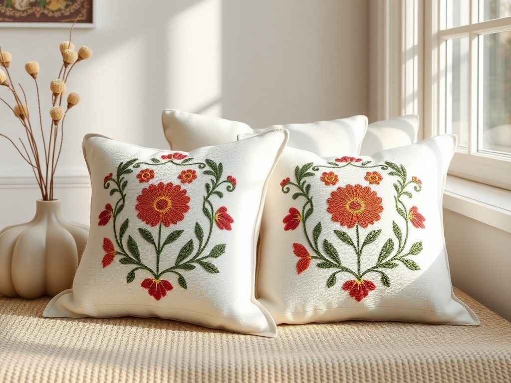 Image for Embroidered Pillows: