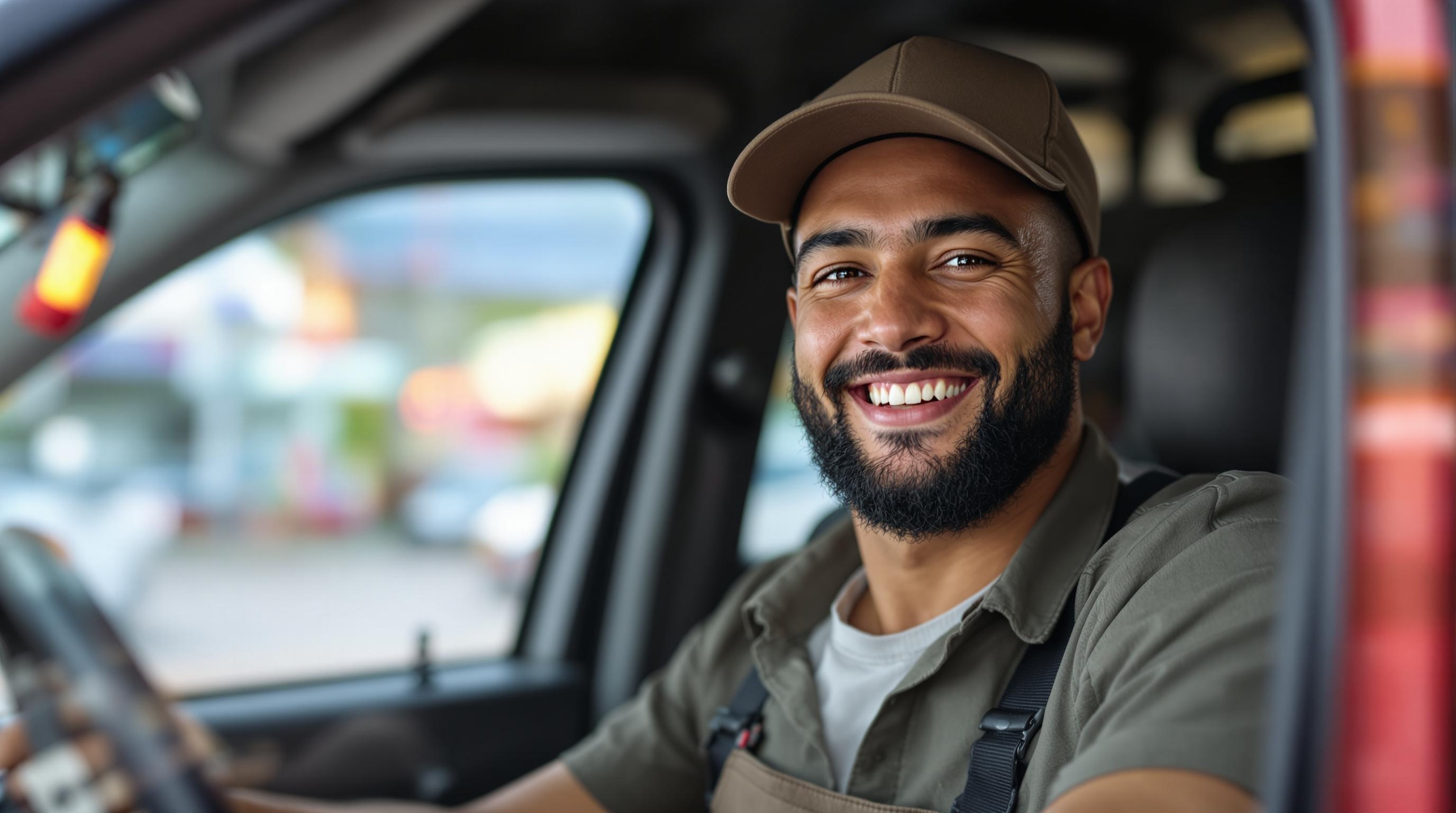 Authentic Fast Food Delivery Driver A candid photo of a DoorDash fast food delivery driver in action, showcasing diversity and professionalism.