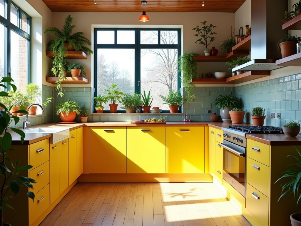 Bright Kitchen Bliss: Eclectic Style with Yellow Accents