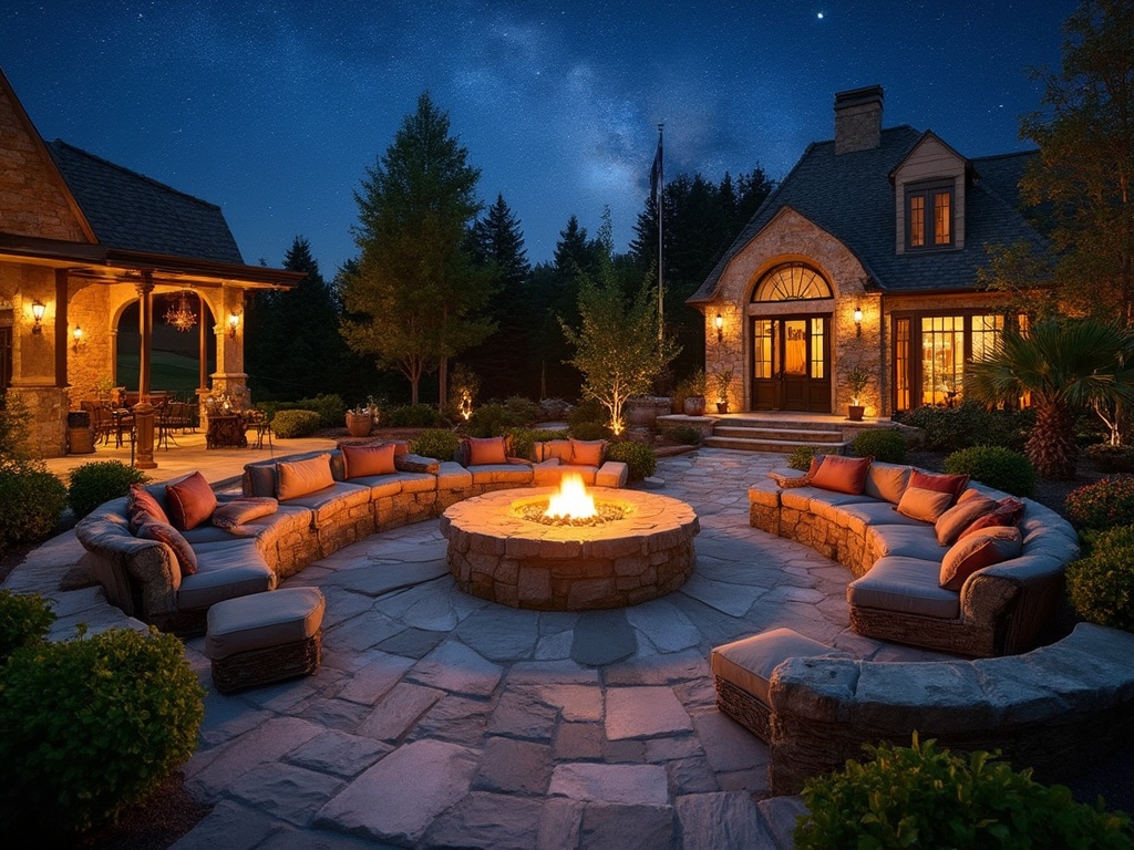 Stone Fire Pit with Circular Seating