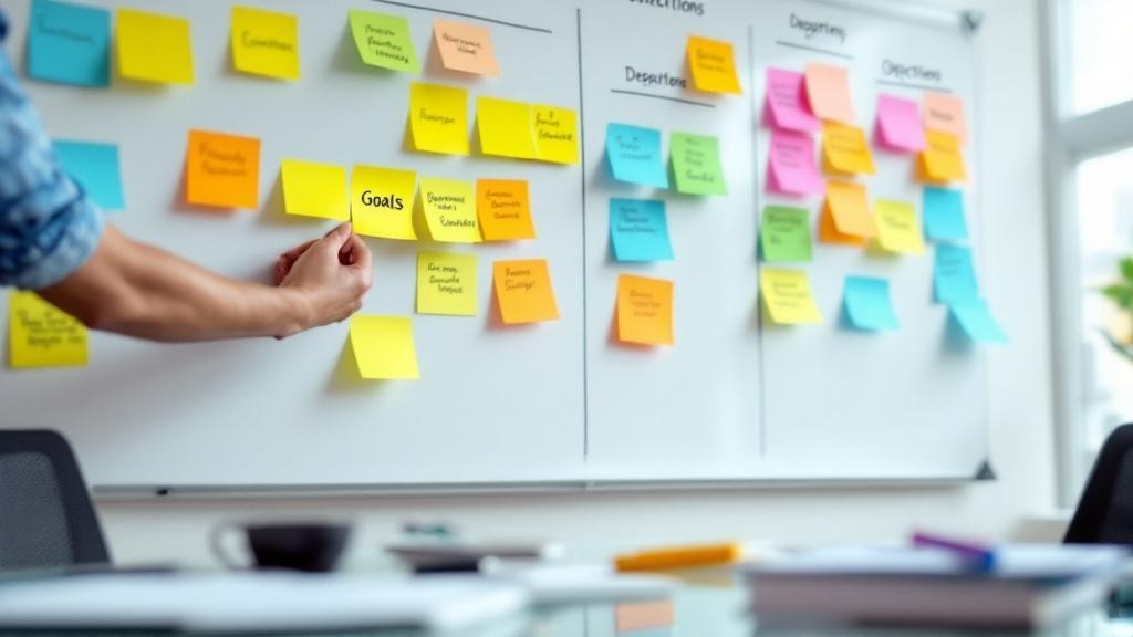 Strategic goal-setting process with organized planning board