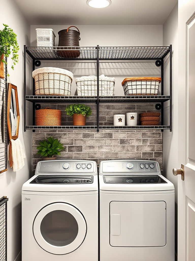 modern laundry room shelves