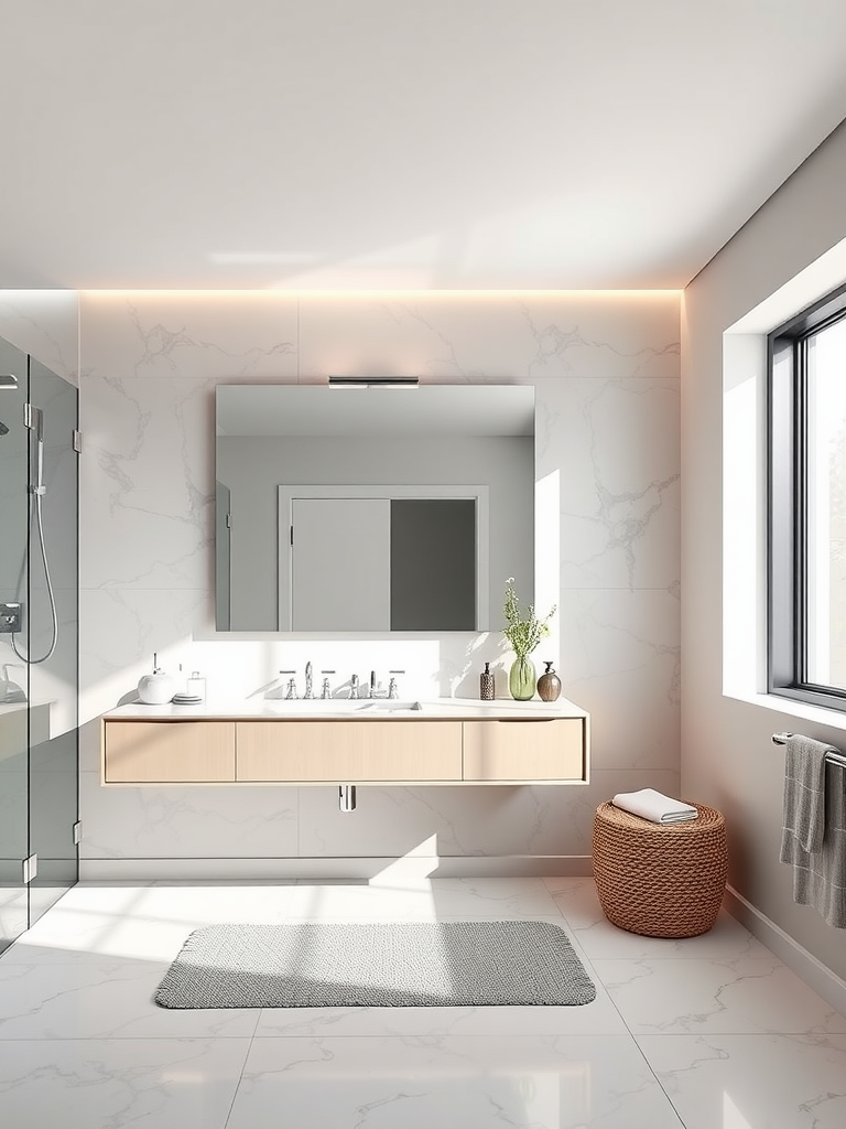 Floating Vanity in Contemporary Bathroom