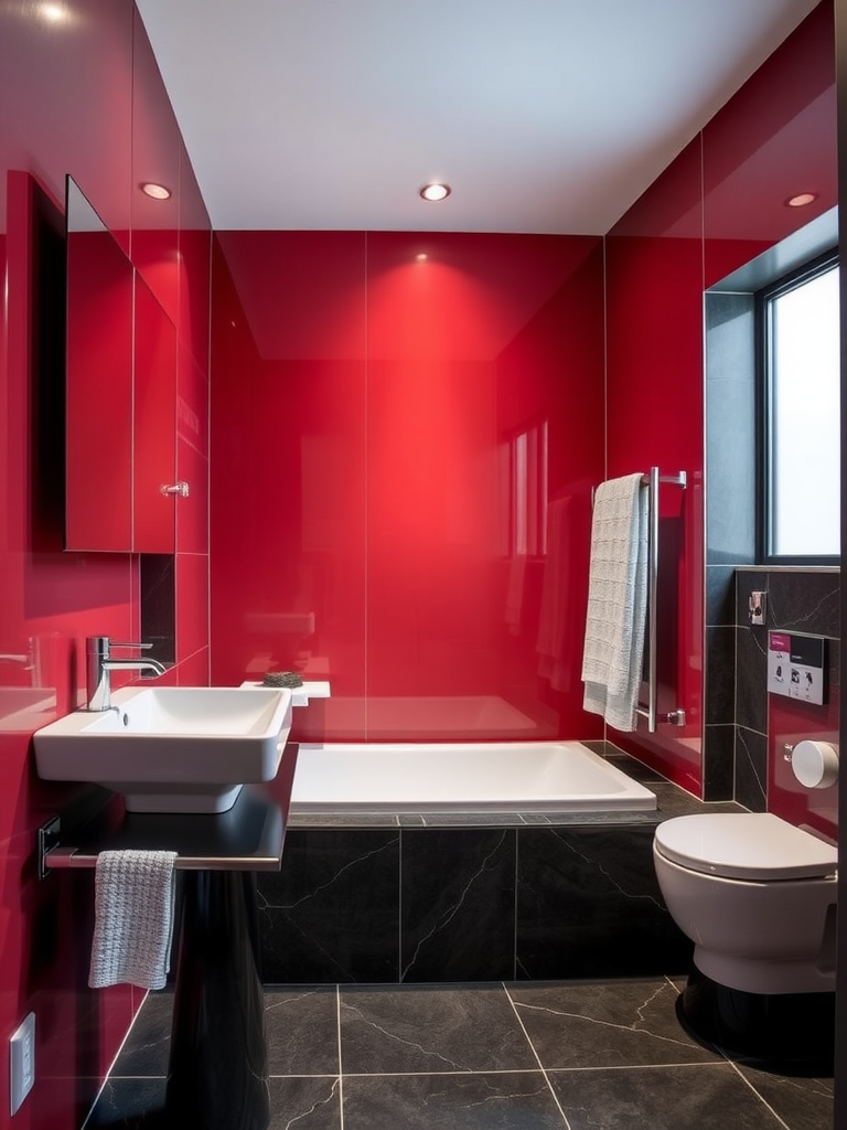 High Contrast Colors in Contemporary Bathroom