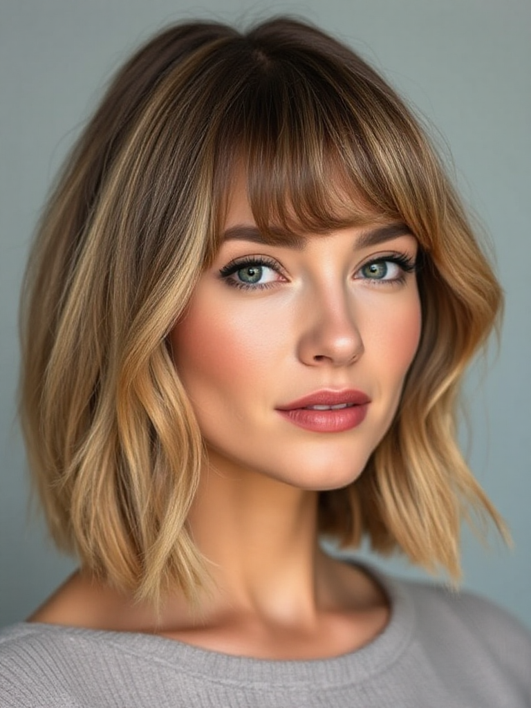 Medium Haircuts with Curtain Bangs