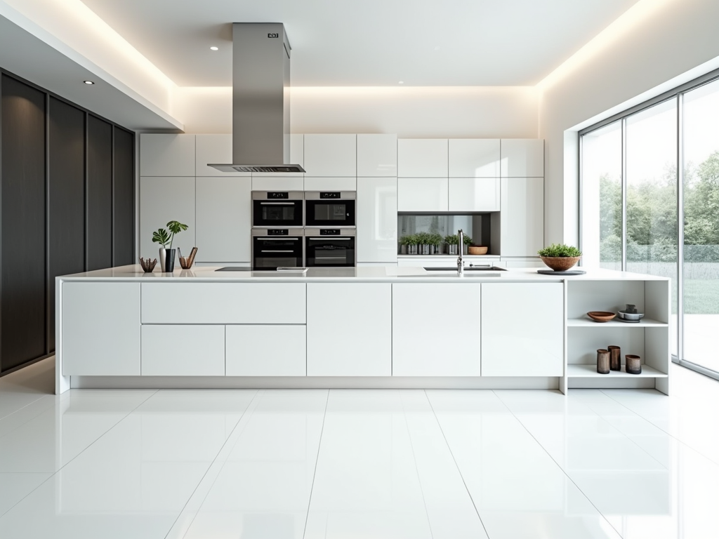 Sleek Ultra-Modern Kitchen Designs: Embrace the Glossy White Industrial Vibe