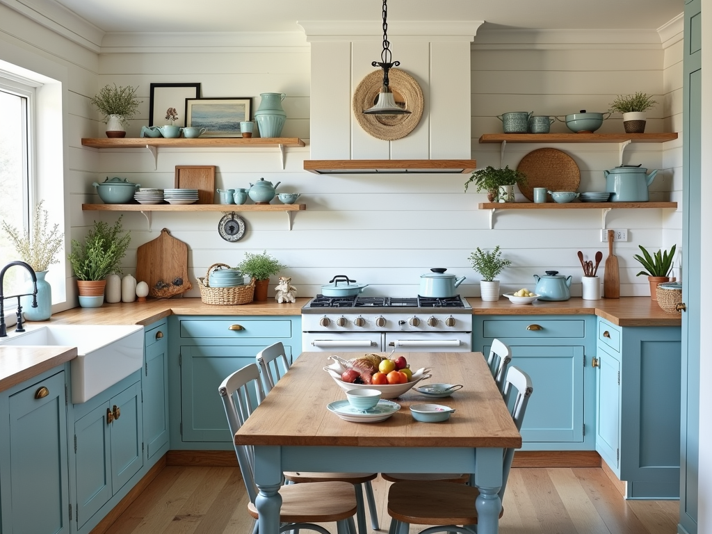 Charming Coastal Kitchen Inspiration: Shiplap & Blue Accents