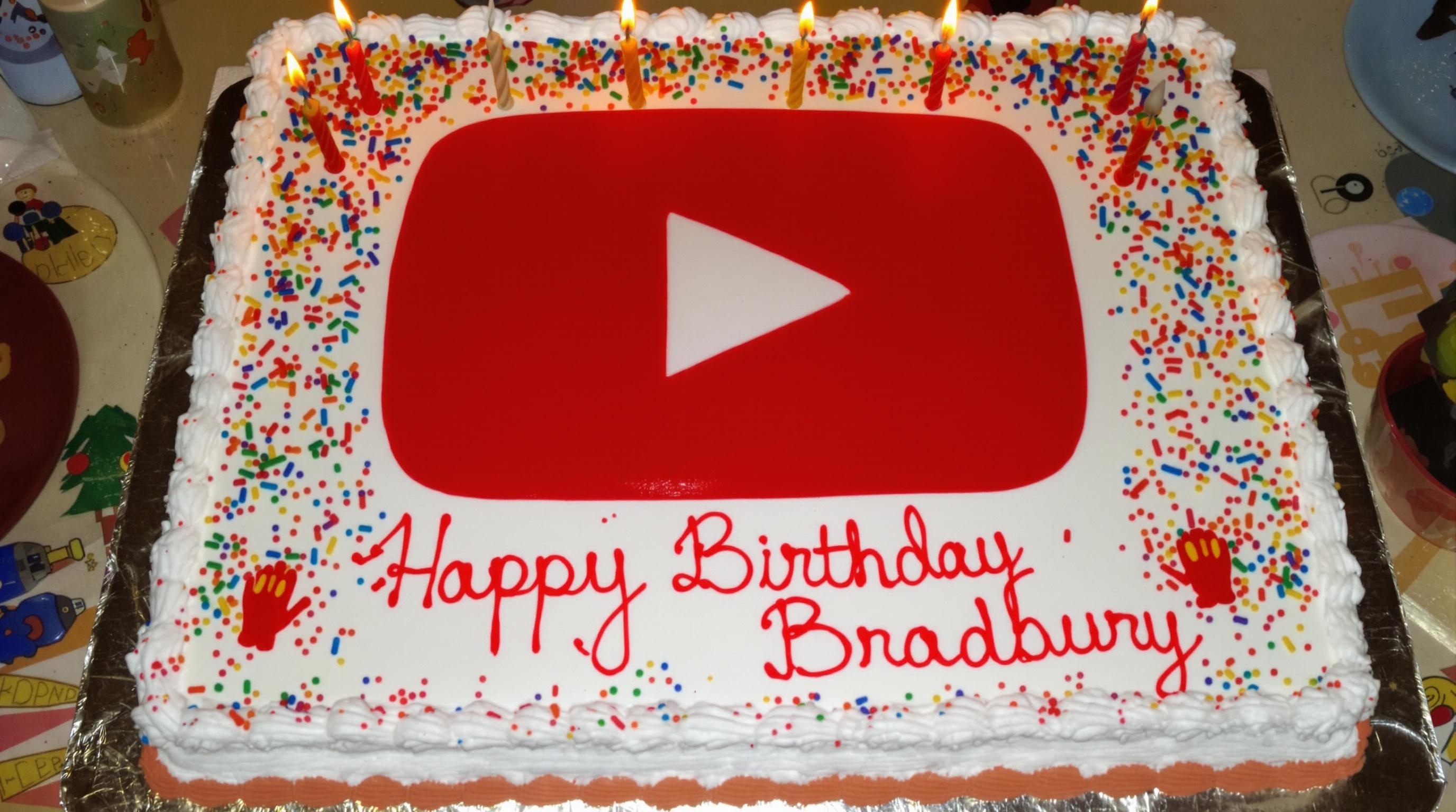 YouTube Logo 2005-2011 Birthday Custom Sheet Paper Cake frosting text happy birthday Bradbury 