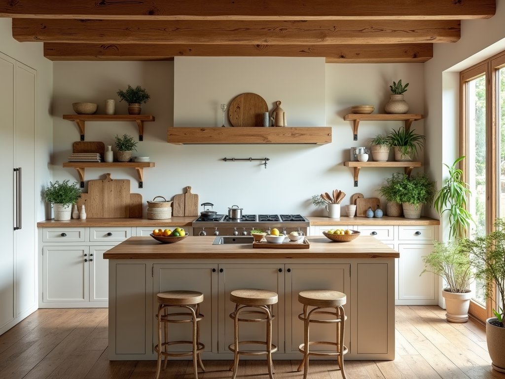 Tranquil Zen-Inspired Kitchen with Bamboo Accents